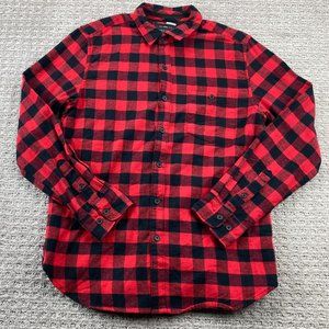 Denim & Flower Shirt Men Medium M Red Black Lumberjack Checkered Button Down